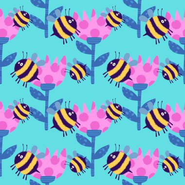 Duvar kağıtları, kumaşlar, tekstil ve ambalajlar, hediyeler, kartlar, çarşaflar ve ambalaj kağıtları için kusursuz arı deseni. Yüksek kalite fotoğraf