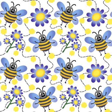 Duvar kağıtları, kumaşlar, tekstil ve ambalajlar, hediyeler, kartlar, çarşaflar ve ambalaj kağıtları için kusursuz arı deseni. Yüksek kalite fotoğraf