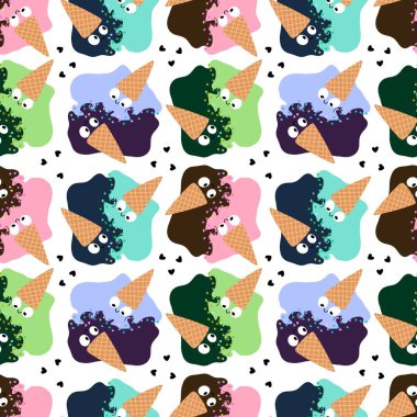 Kağıt, kumaş, çarşaf, çocuk giysisi baskısı ve yeni yıl partisi aksesuarları için kusursuz Noel dondurması deseni. Yüksek kaliteli illüstrasyon