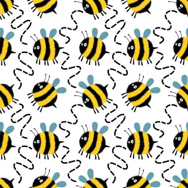 Duvar kağıtları, kumaşlar, tekstil ve ambalajlar, hediyeler, kartlar, çarşaflar ve ambalaj kağıtları için kusursuz arı deseni. Yüksek kalite fotoğraf