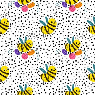 Duvar kağıtları, kumaşlar, tekstil ve ambalajlar, hediyeler, kartlar, çarşaflar ve ambalaj kağıtları için kusursuz arı deseni. Yüksek kalite fotoğraf