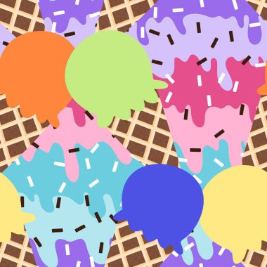 Kağıt, kumaş, çarşaf, çocuk giysisi baskısı ve yeni yıl partisi aksesuarları için kusursuz Noel dondurması deseni. Yüksek kaliteli illüstrasyon