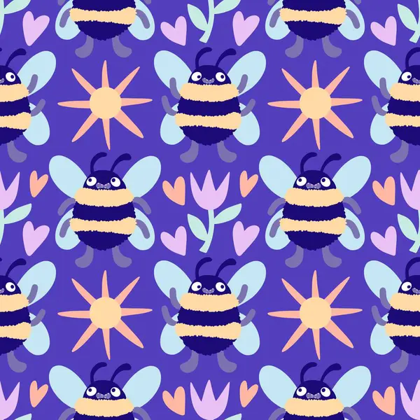 Duvar kağıtları, kumaşlar, tekstil ve ambalajlar, hediyeler, kartlar, çarşaflar ve ambalaj kağıtları için kusursuz arı deseni. Yüksek kalite fotoğraf