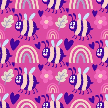 Duvar kağıtları, kumaşlar, tekstil ve ambalajlar, hediyeler, kartlar, çarşaflar ve ambalaj kağıtları için kusursuz arı deseni. Yüksek kalite fotoğraf