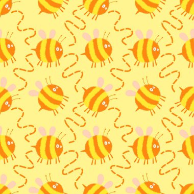 Duvar kağıtları, kumaşlar, tekstil ve ambalajlar, hediyeler, kartlar, çarşaflar ve ambalaj kağıtları için kusursuz arı deseni. Yüksek kalite fotoğraf