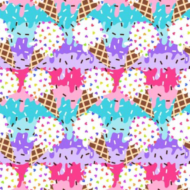 Kağıt, kumaş, çarşaf, çocuk giysisi baskısı ve yeni yıl partisi aksesuarları için kusursuz Noel dondurması deseni. Yüksek kaliteli illüstrasyon