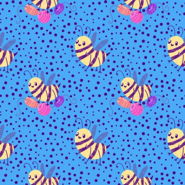 Duvar kağıtları, kumaşlar, tekstil ve ambalajlar, hediyeler, kartlar, çarşaflar ve ambalaj kağıtları için kusursuz arı deseni. Yüksek kalite fotoğraf