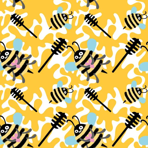 Duvar kağıtları, kumaşlar, tekstil ve ambalajlar, hediyeler, kartlar, çarşaflar ve ambalaj kağıtları için kusursuz arı deseni. Yüksek kalite fotoğraf