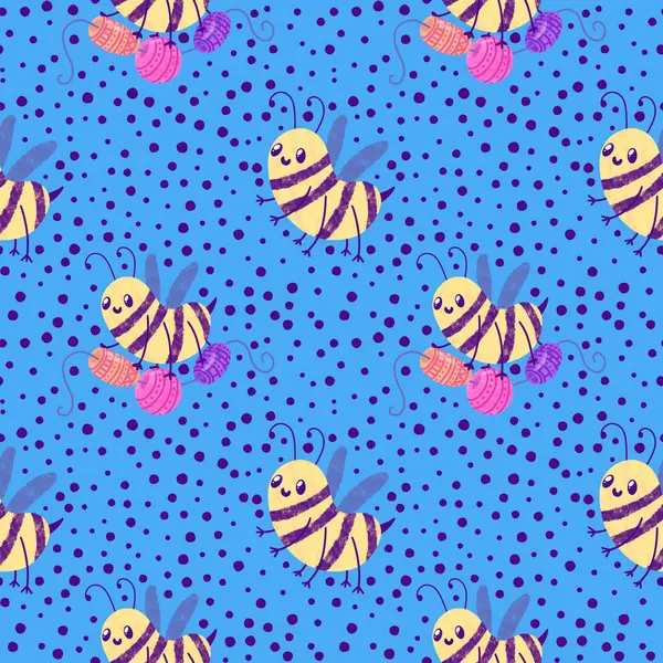 Duvar kağıtları, kumaşlar, tekstil ve ambalajlar, hediyeler, kartlar, çarşaflar ve ambalaj kağıtları için kusursuz arı deseni. Yüksek kalite fotoğraf