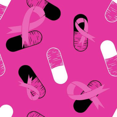 Göğüs kanseri ayı, ambalaj kağıdı, tıbbi aksesuar ve ilaç tekstili için kusursuz pembe kurdele günü deseni. Yüksek kalite fotoğraf