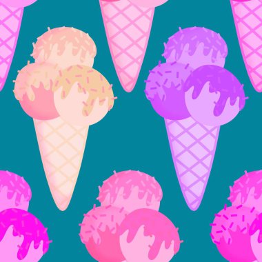 Kağıt, kumaş, çarşaf, çocuk giysisi baskısı ve yeni yıl partisi aksesuarları için kusursuz Noel dondurması deseni. Yüksek kaliteli illüstrasyon