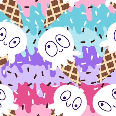 Kağıt, kumaş, çarşaf, çocuk giysisi baskısı ve yeni yıl partisi aksesuarları için kusursuz Noel dondurması deseni. Yüksek kaliteli illüstrasyon