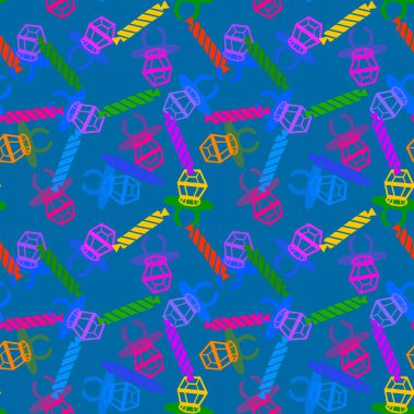 Kağıt ve kumaş ambalajı ve çocuk giysisi baskısı ve yaz partisi aksesuarları ve moda tekstili için şekersiz retro desen 