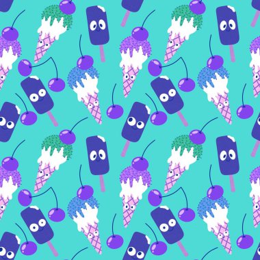 Kağıt, kumaş, çarşaf, çocuk giysisi baskısı ve yeni yıl partisi aksesuarları için kusursuz Noel dondurması deseni. Yüksek kaliteli illüstrasyon