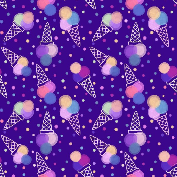 Christmas seamless ice cream pattern for wrapping paper and fabrics and linens and kids clothes print and new year party accessories. High quality illustration