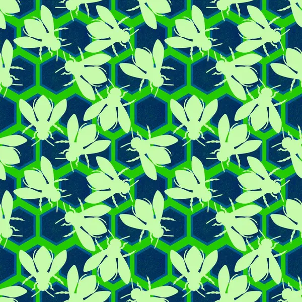 Duvar kağıtları, kumaşlar, tekstil ve ambalajlar, hediyeler, kartlar, çarşaflar ve ambalaj kağıtları için kusursuz arı deseni. Yüksek kalite fotoğraf