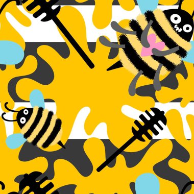 Duvar kağıtları, kumaşlar, tekstil ve ambalajlar, hediyeler, kartlar, çarşaflar ve ambalaj kağıtları için kusursuz arı deseni. Yüksek kalite fotoğraf