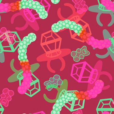 Çizgi film cadılar bayramı şekersiz kafatası ve kumaş ambalajı için lolipop deseni ve çocuk giysileri baskısı ve şenlik ambalajı ve sonbahar aksesuarları. Yüksek kaliteli illüstrasyon