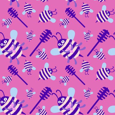 Duvar kağıtları, kumaşlar, tekstil ve ambalajlar, hediyeler, kartlar, çarşaflar ve ambalaj kağıtları için kusursuz arı deseni. Yüksek kalite fotoğraf