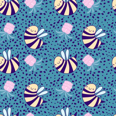 Duvar kağıtları, kumaşlar, tekstil ve ambalajlar, hediyeler, kartlar, çarşaflar ve ambalaj kağıtları için kusursuz arı deseni. Yüksek kalite fotoğraf