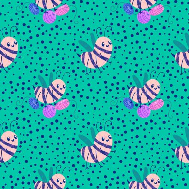 Duvar kağıtları, kumaşlar, tekstil ve ambalajlar, hediyeler, kartlar, çarşaflar ve ambalaj kağıtları için kusursuz arı deseni. Yüksek kalite fotoğraf