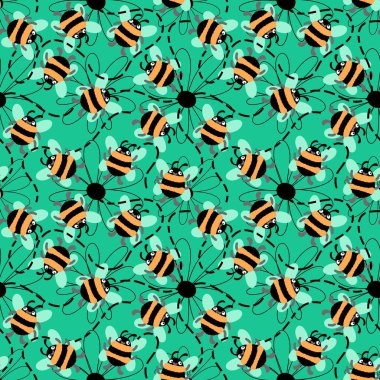 Duvar kağıtları, kumaşlar, tekstil ve ambalajlar, hediyeler, kartlar, çarşaflar ve ambalaj kağıtları için kusursuz arı deseni. Yüksek kalite fotoğraf