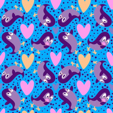 Noel hayvanları kağıt, kumaş, çarşaf, çocuk giysisi baskısı, yeni yıl ambalajı ve Noel kış ambalajı için kusursuz penguen desenleri. Yüksek kaliteli illüstrasyon