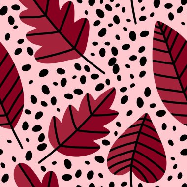 Güz çiçekli yapraklar ambalaj kağıtları, kumaşlar, çarşaflar ve çocuk giysileri baskıları, moda tekstil ürünleri ve mutfak aksesuarları için. Yüksek kaliteli illüstrasyon 