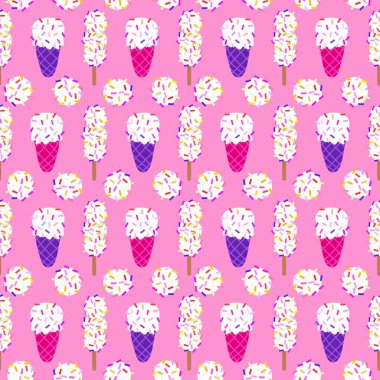 Kağıt, kumaş, çarşaf, çocuk giysisi baskısı ve yeni yıl partisi aksesuarları için kusursuz Noel dondurması deseni. Yüksek kaliteli illüstrasyon