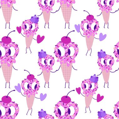 Kağıt, kumaş, çarşaf, çocuk giysisi baskısı ve yeni yıl partisi aksesuarları için kusursuz Noel dondurması deseni. Yüksek kaliteli illüstrasyon