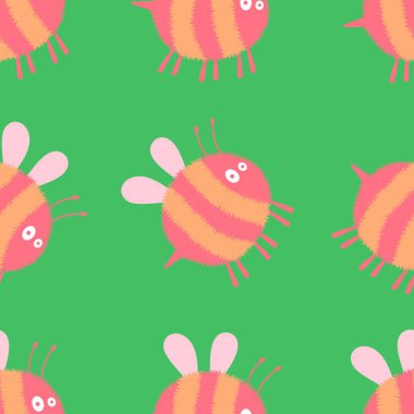 Duvar kağıtları, kumaşlar, tekstil ve ambalajlar, hediyeler, kartlar, çarşaflar ve ambalaj kağıtları için kusursuz arı deseni. Yüksek kaliteli illüstrasyon 