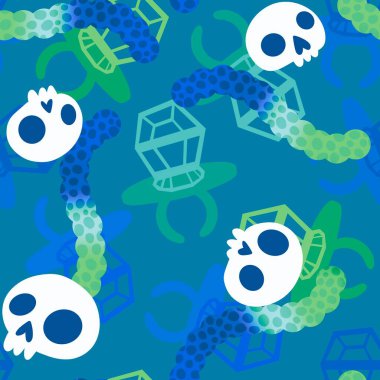 Çizgi film cadılar bayramı şekersiz kafatası ve kumaş ambalajı için lolipop deseni ve çocuk giysileri baskısı ve şenlik ambalajı ve sonbahar aksesuarları. Yüksek kaliteli illüstrasyon