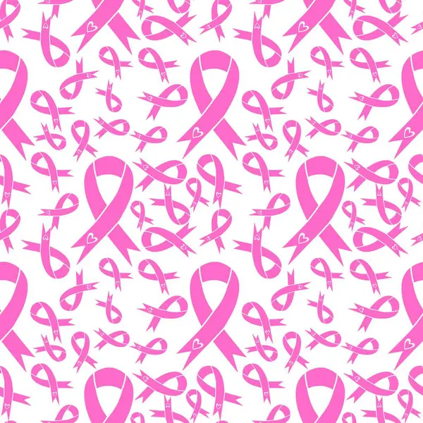Göğüs kanseri ayı, ambalaj kağıdı, tıbbi aksesuar ve ilaç tekstili için kusursuz pembe kurdele günü deseni. Yüksek kaliteli illüstrasyon 