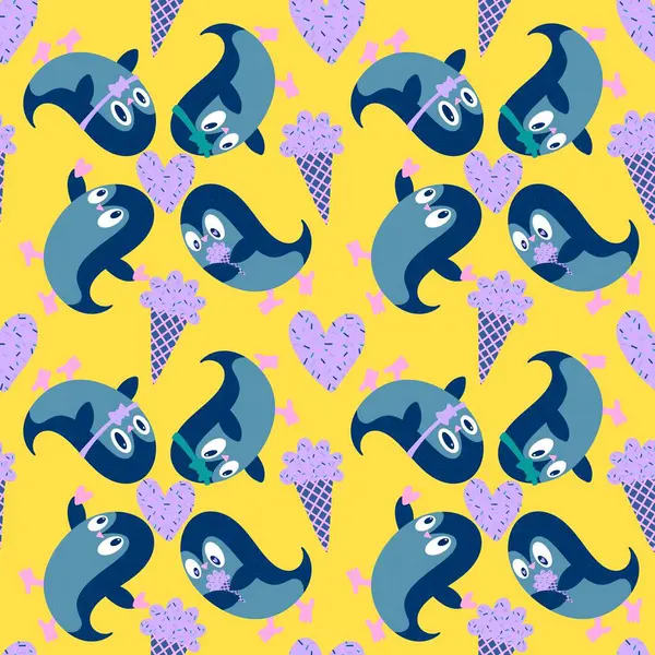 Noel hayvanları kağıt, kumaş, çarşaf, çocuk giysisi baskısı, yeni yıl ambalajı ve Noel kış ambalajı için kusursuz penguen desenleri. Yüksek kaliteli illüstrasyon