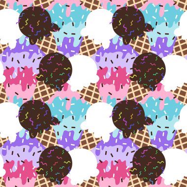 Kağıt, kumaş, çarşaf, çocuk giysisi baskısı ve yeni yıl partisi aksesuarları için kusursuz Noel dondurması deseni. Yüksek kaliteli illüstrasyon