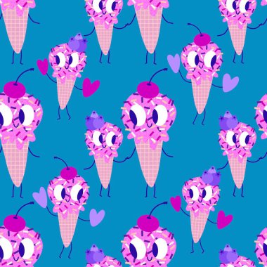 Kağıt, kumaş, çarşaf, çocuk giysisi baskısı ve yeni yıl partisi aksesuarları için kusursuz Noel dondurması deseni. Yüksek kaliteli illüstrasyon