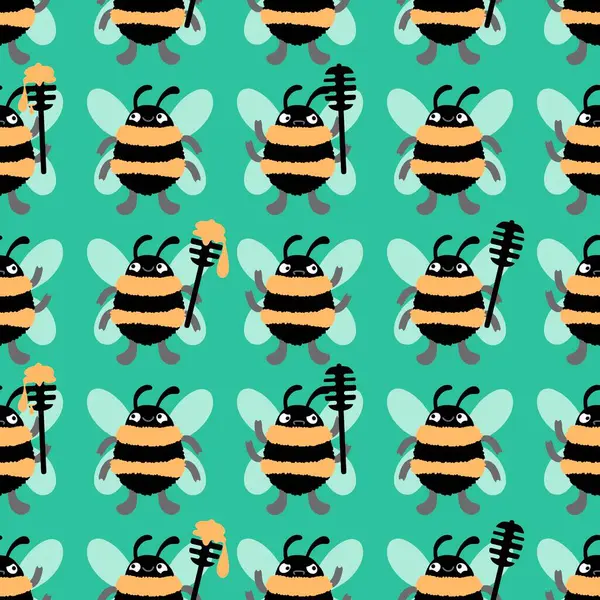 Duvar kağıtları, kumaşlar, tekstil ve ambalajlar, hediyeler, kartlar, çarşaflar ve ambalaj kağıtları için kusursuz arı deseni. Yüksek kaliteli illüstrasyon 