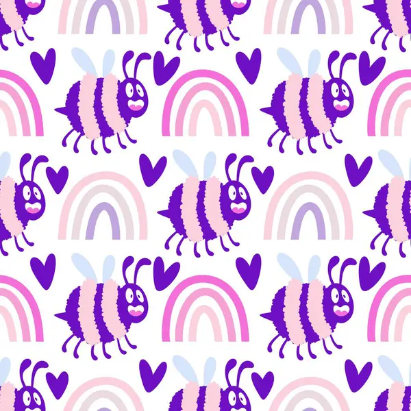 Duvar kağıtları, kumaşlar, tekstil ve ambalajlar, hediyeler, kartlar, çarşaflar ve ambalaj kağıtları için kusursuz arı deseni. Yüksek kaliteli illüstrasyon 