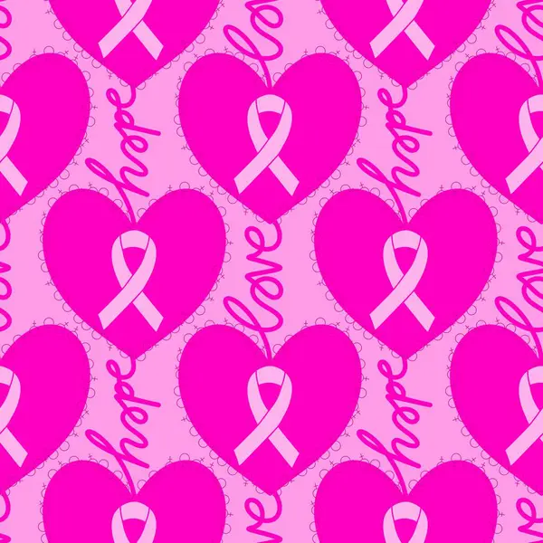 Göğüs kanseri ayı, ambalaj kağıdı, tıbbi aksesuar ve ilaç tekstili için kusursuz pembe kurdele günü deseni. Yüksek kaliteli illüstrasyon 