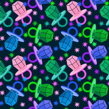 Kağıt ve kumaş ambalajı ve çocuk giysisi baskısı ve yaz partisi aksesuarları ve moda tekstili için şekersiz retro desen 