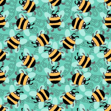 Duvar kağıtları, kumaşlar, tekstil ve ambalajlar, hediyeler, kartlar, çarşaflar ve ambalaj kağıtları için kusursuz arı deseni. Yüksek kaliteli illüstrasyon 