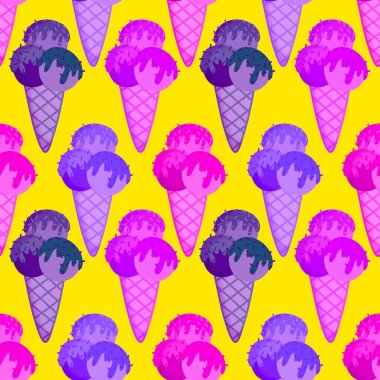 Kağıt, kumaş, çarşaf, çocuk giysisi baskısı ve yeni yıl partisi aksesuarları için kusursuz Noel dondurması deseni. Yüksek kaliteli illüstrasyon