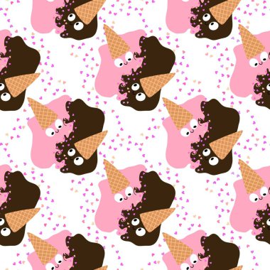 Kağıt, kumaş, çarşaf, çocuk giysisi baskısı ve yeni yıl partisi aksesuarları için kusursuz Noel dondurması deseni. Yüksek kaliteli illüstrasyon