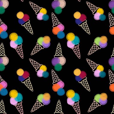 Kağıt, kumaş, çarşaf, çocuk giysisi baskısı ve yeni yıl partisi aksesuarları için kusursuz Noel dondurması deseni. Yüksek kaliteli illüstrasyon