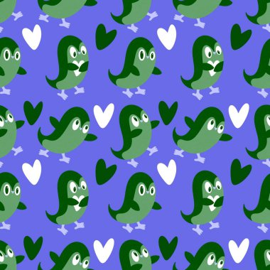 Noel hayvanları kağıt, kumaş, çarşaf, çocuk giysisi baskısı, yeni yıl ambalajı ve Noel kış ambalajı için kusursuz penguen desenleri. Yüksek kaliteli illüstrasyon