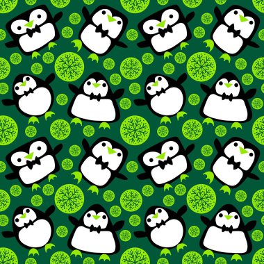 Noel hayvanları kağıt, kumaş, çarşaf, çocuk giysisi baskısı, yeni yıl ambalajı ve Noel kış ambalajı için kusursuz penguen desenleri. Yüksek kaliteli illüstrasyon