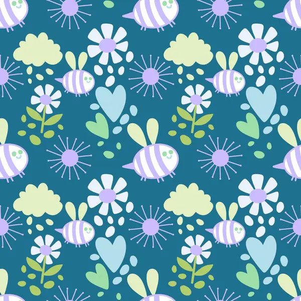 Duvar kağıtları, kumaşlar, tekstil ve ambalajlar, hediyeler, kartlar, çarşaflar ve ambalaj kağıtları için kusursuz arı deseni. Yüksek kaliteli illüstrasyon 