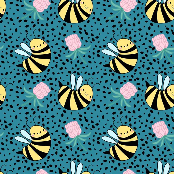 Duvar kağıtları, kumaşlar, tekstil ve ambalajlar, hediyeler, kartlar, çarşaflar ve ambalaj kağıtları için kusursuz arı deseni. Yüksek kaliteli illüstrasyon 