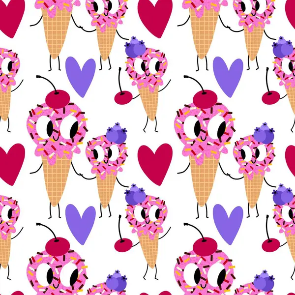 Kağıt, kumaş, çarşaf, çocuk giysisi baskısı ve yeni yıl partisi aksesuarları için kusursuz Noel dondurması deseni. Yüksek kaliteli illüstrasyon