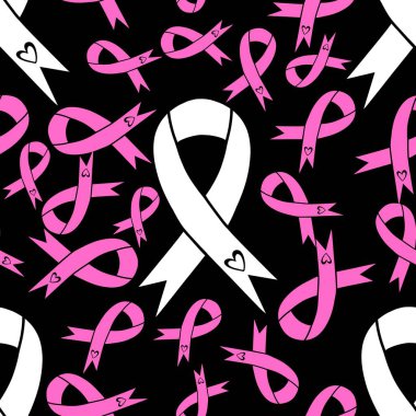 Göğüs kanseri ayı, ambalaj kağıdı, tıbbi aksesuar ve ilaç tekstili için kusursuz pembe kurdele günü deseni. Yüksek kaliteli illüstrasyon 